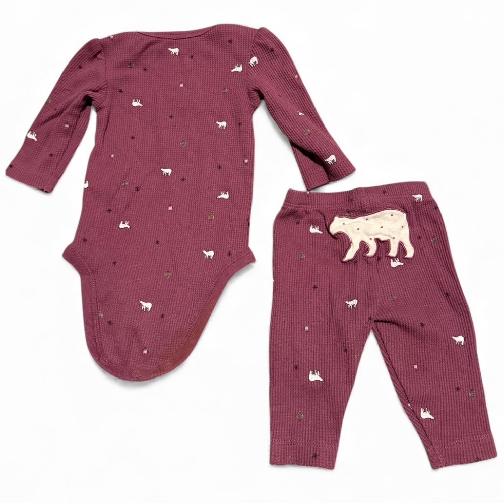 Carter’s Baby Girl 2-Piece Outfit|Polar Bear and Trees-Size 3M